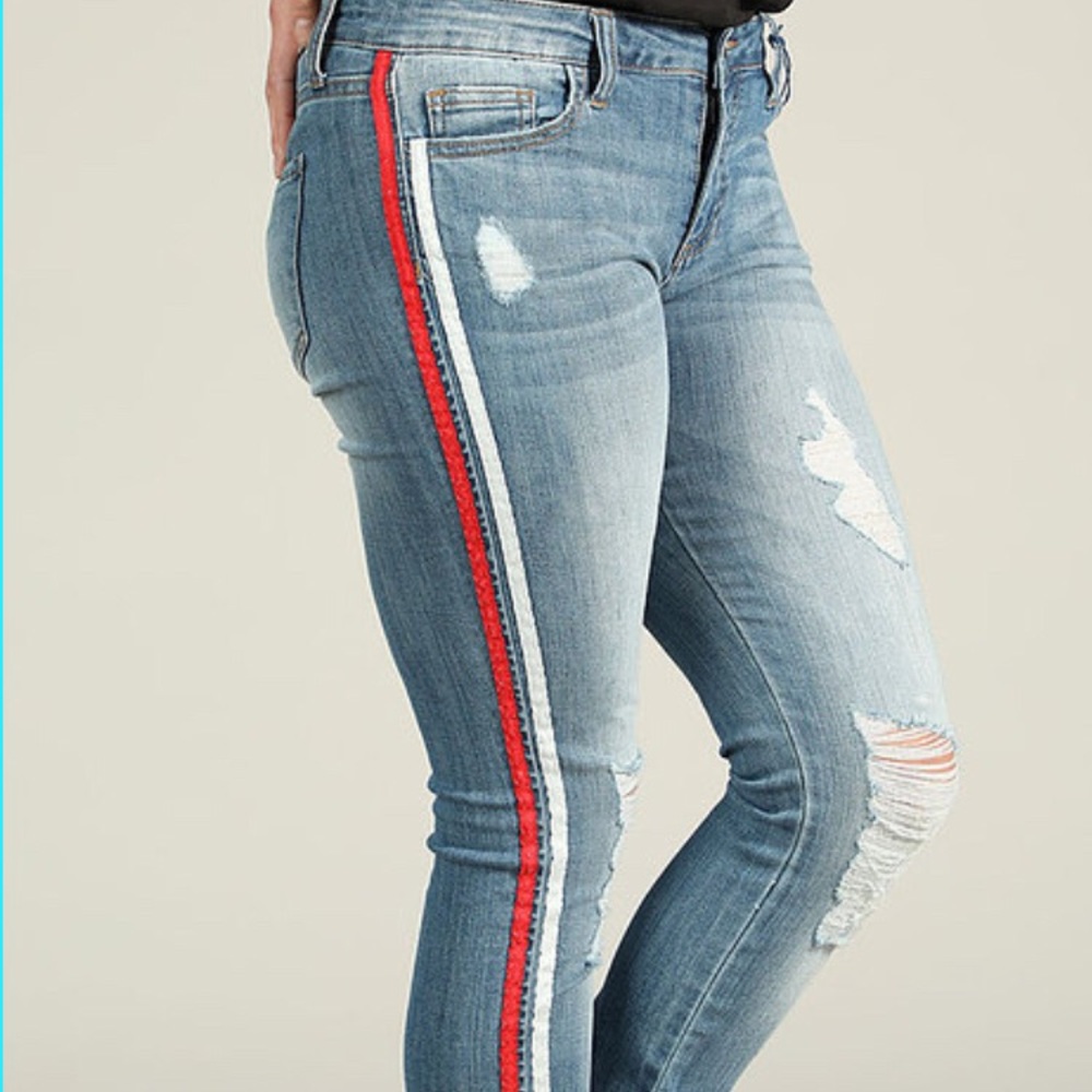 Race Strip Skinny Jeans